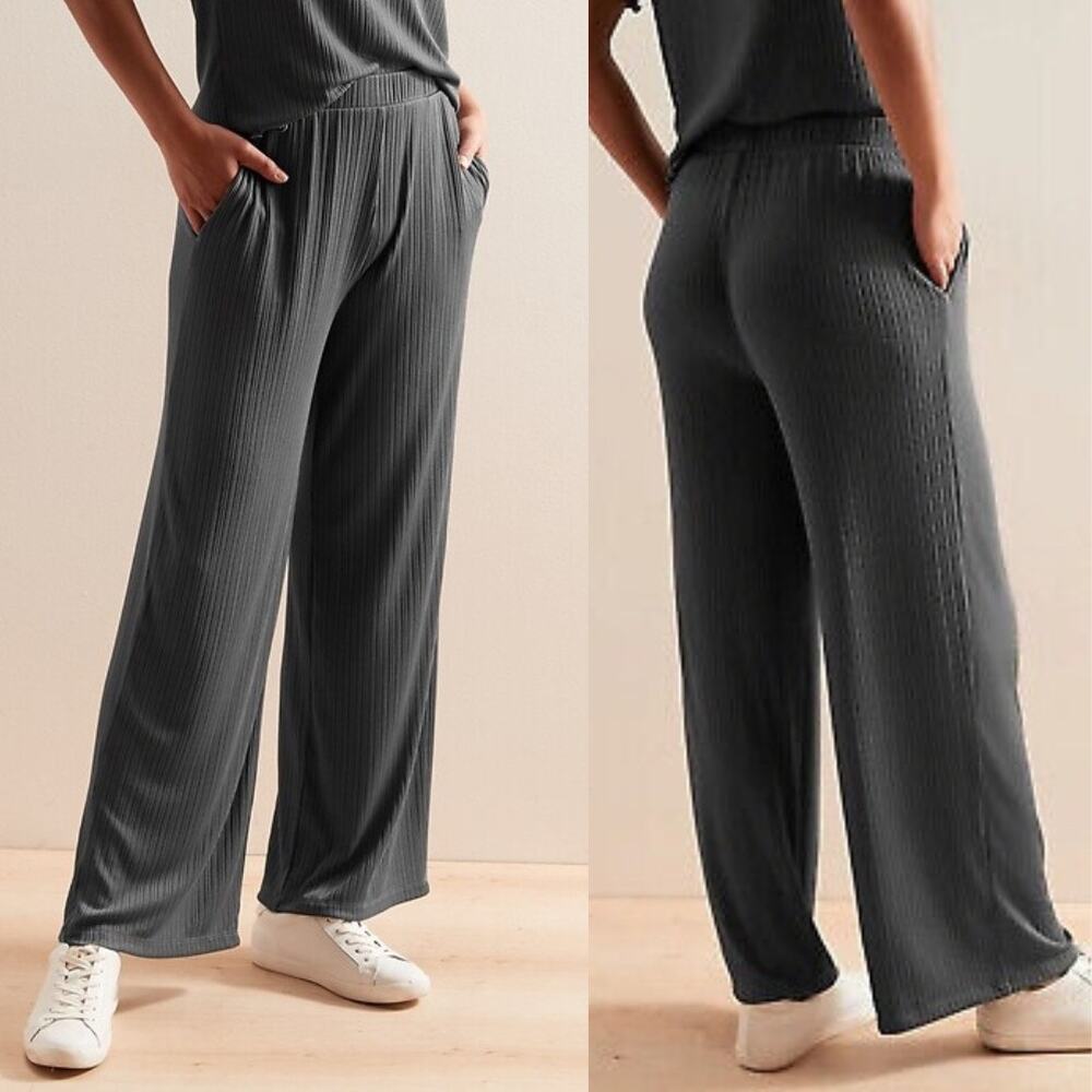 Banana Republic | NWT Gray Ribbed Knit Relaxed Fit Straight Leg Lounge Pants